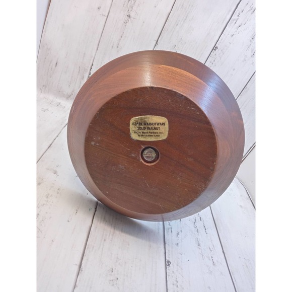 Vintage Ozark Walnutware Canape Tray 2 Tier Solid Walnut w/ Gold Handle (shelf) - Picture 4 of 5